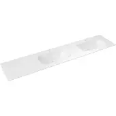 Sapho Aruba Dubbele wastafel rechts, 230x51,5 cm, Rockstone wit mat