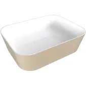 Polysan Banera Square opzetwastafel, gegoten marmer, 50x36cm, wit/beige mat