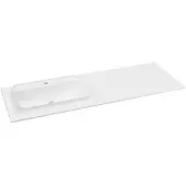 Sapho Brahea Wastafel 141x51,5cm (70+70cm), Rockstone, links, mat wit