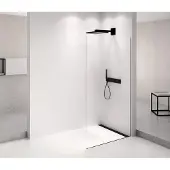 Polysan Architex Black Matt Douchewand 862 mm, helder glas
