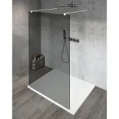 Gelco VARIO WHITE doucheglas, vrijstaand, grijs glas, 1200 mm