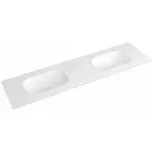 Sapho Treos Dubbele wastafel 171,6x51,3cm (75+20+75), Rockstone, mat wit