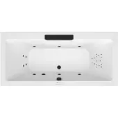 Polysan Cascata Whirlpoolbad, 185x85x45cm, zwarte cascade-uitloop, Highline Hydro, chroom
