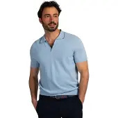 New zealand auckland V-hals poloshirt New Zealand lichtblauw dnokere rand boord