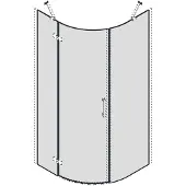Gelco Trinity Glasdelen voor Kwadrant behuizing, 900x900, helder glas, links