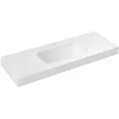 Sapho Emico Dubbele wastafel centraal, 130x50 cm, versie L, Rockstone wit mat