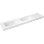 Sapho Emico Dubbele wastafel links, 230x50 cm, versie L, Rockstone wit mat
