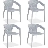 Homestyle4u Tuinstoelen - Set van 4 - Stapelstoelen - Kunststof - Grijs