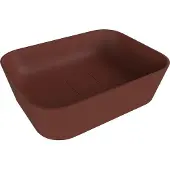Polysan Banera Square opzetwastafel, gegoten marmer, 50x36cm, bruin mat
