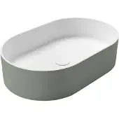 Sapho Thin opzetwastafel, Rockstone, 55x35cm, verde/wit mat