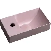 Sapho Piccolino betonnen wastafel 30,8x17cm, kraan links, roze