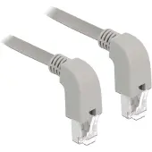 DeLOCK Netwerkkabel RJ45 Cat.6a S/FTP (grijs, 1 meter, haakse connectoren, 2x naar beneden)