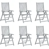 vidaXL Tuinstoelen 6 st verstelbaar met kussens massief acaciahout