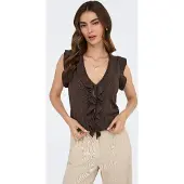 ONLY Gebreide top 'ONLNelly' chocoladebruin