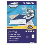 EUROPE 100 ELA024 Universele etiketten 105 x 148.5 mm Papier Wit 400 stuk(s) Permanent hechtend Inkjet, Laser (zwart/wit), Laser (kleur), Kopiëren (zwart/wit),