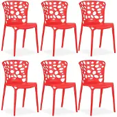 Homestyle4u Tuinstoelen - Set van 6 - Stapelstoelen - Kunststof - Rood