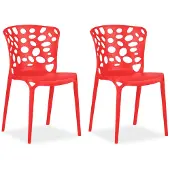 Homestyle4u Tuinstoelen - Set van 2 - Stapelstoelen - Kunststof - Rood