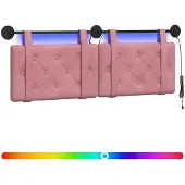 vidaXL Hangend hoofdbord Met LED-verlichting Roze Fluweel