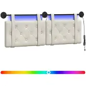 vidaXL Hangend hoofdbord Met LED-verlichting Crèmekleurig Fluweel