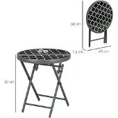 Outsunny - Bijzettafel - Ø45 x 50H cm - Metaal - Glas - Zwart