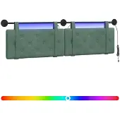vidaXL Hangend hoofdbord Met LED-verlichting Zeegroen Fluweel