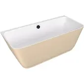 Polysan Skylla Wandgemonteerd vrijstaand kunstmarmeren bad 170x75x60cm, wit/mat beige