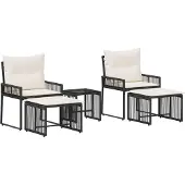 vidaXL Buitenmeubels set 11 st Zwart en Crème Wit poly rattan