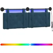 vidaXL Hangend hoofdbord Met LED-verlichting Blauw Fluweel
