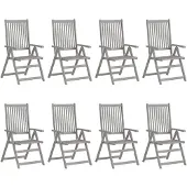 vidaXL Tuinstoelen 8 st verstelbaar met kussens acaciahout grijs