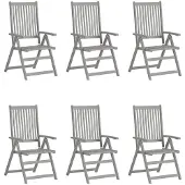 vidaXL Tuinstoelen 6 st verstelbaar met kussens massief acaciahout