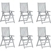 vidaXL Tuinstoelen 6 st verstelbaar met kussens massief acaciahout