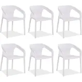 Homestyle4u Tuinstoelen - Set van 6 - Stapelstoelen - Kunststof - Wit
