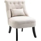 HOMCOM -Sessel-Leinen, Schaumstoff, Kautschukholz-B52,5 x T69 x H77 cm-Cremeweiß