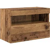 vidaXL TV Wandkast Set met LED Verlichting 7 st Oudhout Bewerkt hout