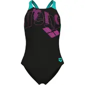 Arena - Girl's Tales Swimsuit V Back - Badpak 152, zwart