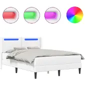 vidaXL Bedframe met matras Wit 120 x 190 cm Kunstleer