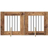 Syfax Opvouwbaar hondenhek met standaards 2 st Oud hout 120,5 cm