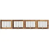 Syfax Opvouwbaar hondenhek met standaards 4 st Oud hout 321 cm