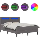 vidaXL Bedframe met matras Grijs 120 x 200 cm Kunstleer