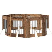 Syfax Opvouwbaar hondenhek met standaards 8 st Oud hout 60 cm