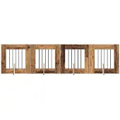 Syfax Opvouwbaar hondenhek met standaards 4 st Oud hout 241 cm