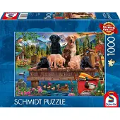 Schmidt - Legpuzzel - Hondenfamilie aan het meer - 1000 stukjes - Volwassenen - vanaf 12 jaar