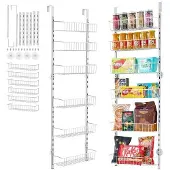 Vevor Pantrykastorganizer voor boven de deur, 6-laags hangende kruidenrekken van staal, verstelbare wandplanken, voor thuis, keuken en badkamer, wit