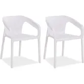 Homestyle4u Tuinstoelen - Set van 2 - Stapelstoelen - Kunststof - Wit