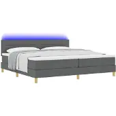 vidaXL LED Box Spring Bed met hoofdeinde Donkergrijs 200 x 200 cm Stof