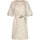 Smashed Lemon Korte jurk met bladprint en lurex stof |