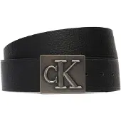 Calvin Klein Riem 'Pebble Grain Monogram Plaque' zwart