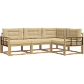 vidaXL Buiten bank set 3 st Wit en Beige Polyester