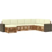 vidaXL Buiten bank set met kussen 8 pcs Natuurlijk en Crème
