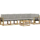 vidaXL Buiten bank set 7 st Wit en Lichtgrijs